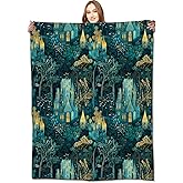 VODRM Enchanted Forest Castle Blanket,50x60in,Magical Night Scene Throw Blankets,Birthday Gifts for Kids Adult & Fantasy Lovers, Lightweight Soft Fleece,for Sofa Couch Bed Room Modern Decor