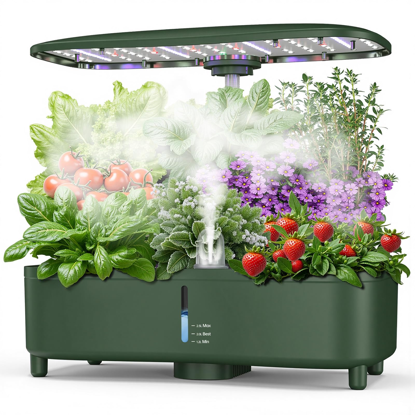 Photo 1 of URBZUE Hydroponics Growing System Kit Indoor, Aeroponics Herb Garden Kit 15 Pods, 3 Grow Modes, 24H Timer Gardening System, Quiet Smart Water Pump Hydroponic Planter Summer/Winter Use (Dark Green)