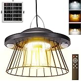 HULPPRE 3000lm Solar Light Indoor&Outdoor,Solar Shed Light Daytime or Night,Classic Metal with E27 Bulb,Cool or Warm White,5 Modes LED Pendant Lamp for Barn,Chicken Coop,Patio,Garden,Yard,Gazebo