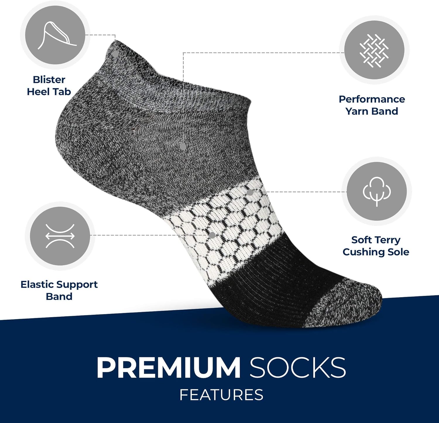 Athletic Socks for Women - Ladies Ankle Socks - No Show Low Cut Cushioned Performance Sports Tab Socks with Arch Support for Running, Hiking, Workout and More - Soft & Comfortable Fit - 6 Pack: Clothing