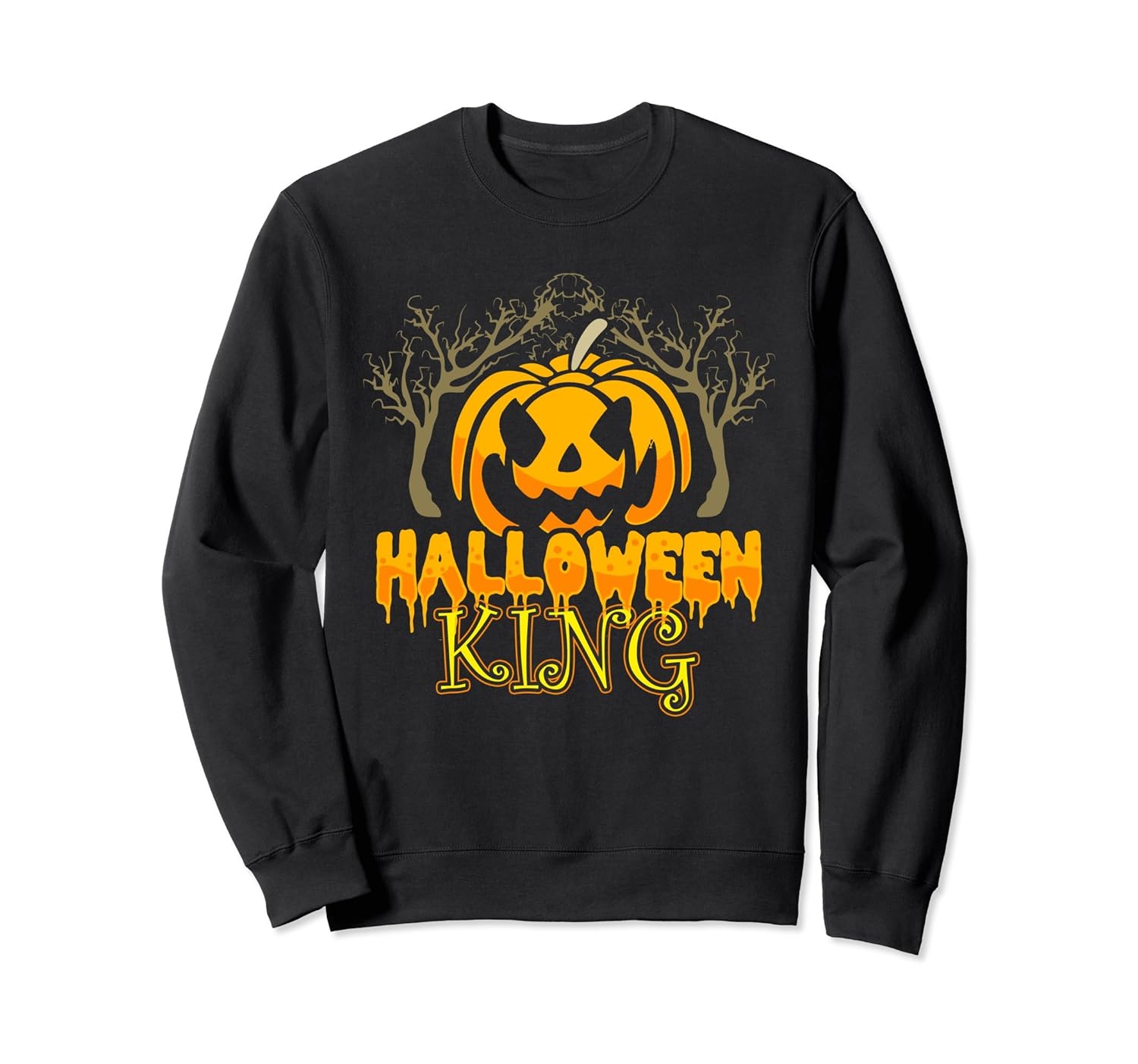 Halloween King Pumpkin Sweatshirt Orange Black-ANZ