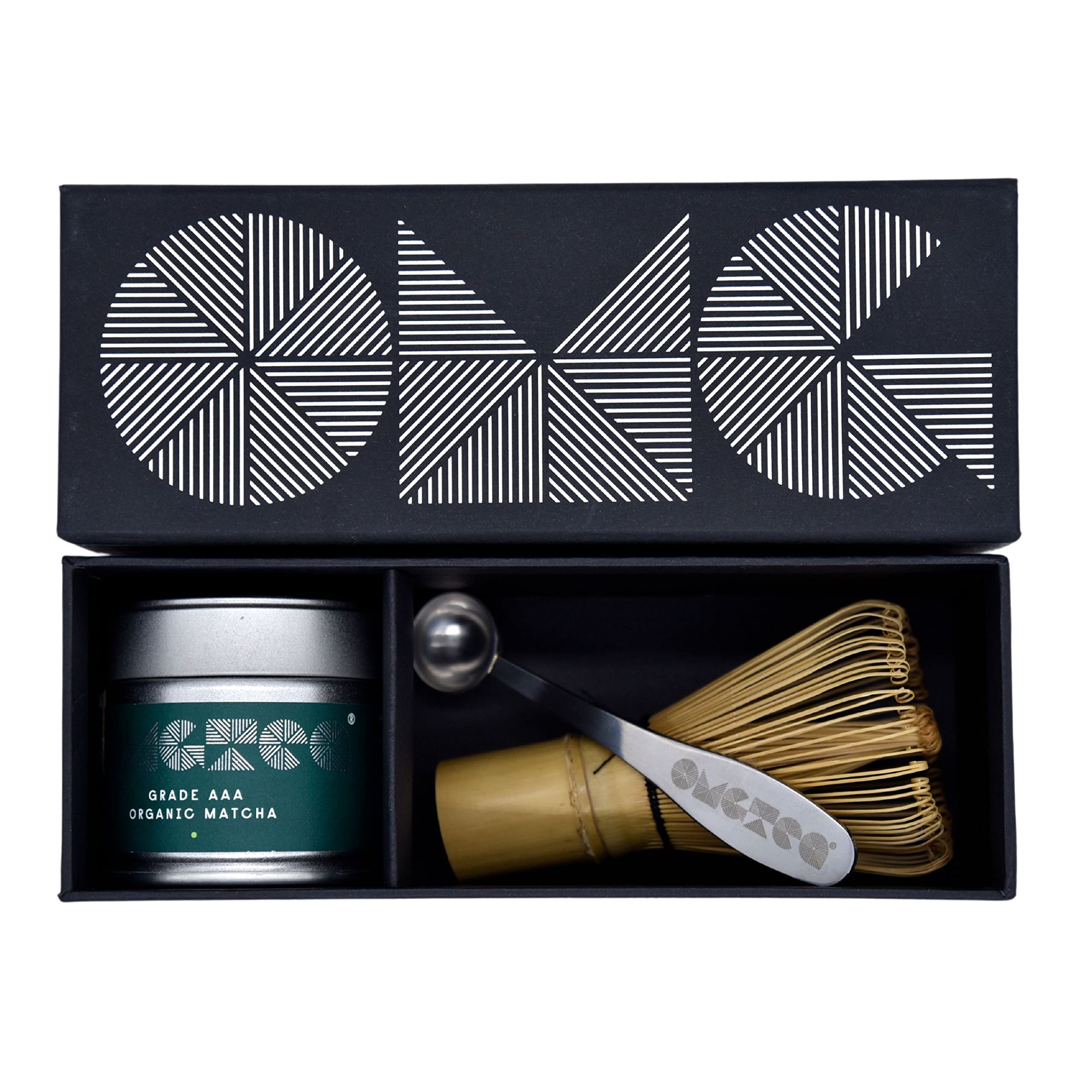 OMGTEA GIFT SET Very High-Grade Organic Japanese Matcha Tea Powder Ceremonial Grade AAA – 30g/30 Servings. Great Taste 2023. Includes hand made bamboo whisk and OMGTEA measuring spoon.