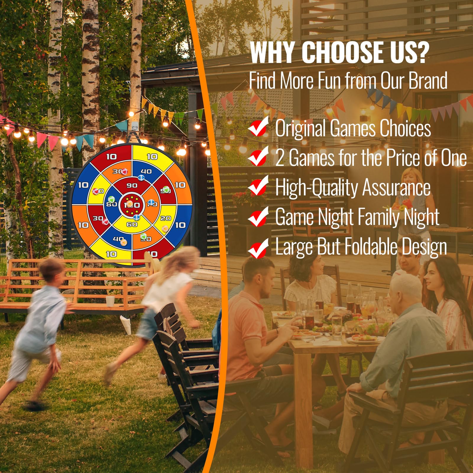 Finditop Lawn Games, Large Dart Board Game, Basketball Toss Games, Party Games Outdoor Games Gifts for 3 4 5 6 7 8 9 10 11 12 Years Old