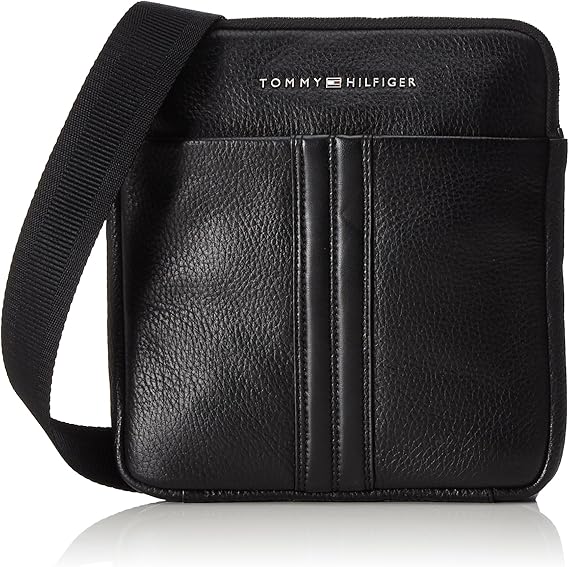 Tommy Hilfiger Business Leather Mini Flat Crossover, Men's Bag, Schwarz