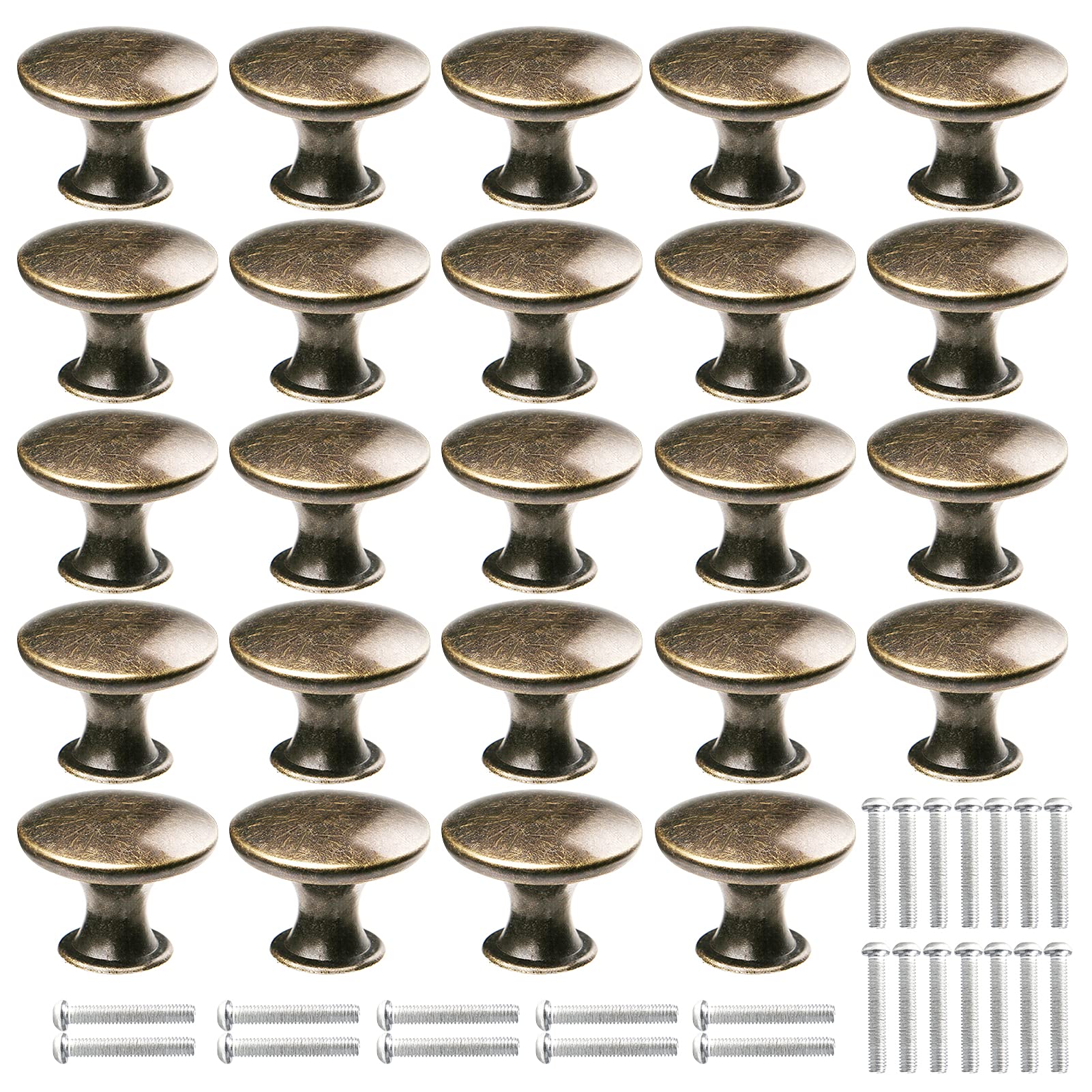 Juliyeh 24 Pcs Cabinet Door Knobs Bronze Drawer Knobs with Screws Round Cupboard Handles Mushroom Shape Knobs Vintage Pull Handles for Kitchen Furniture Dresser Wardrobe Diameter 30mm（Bronze）