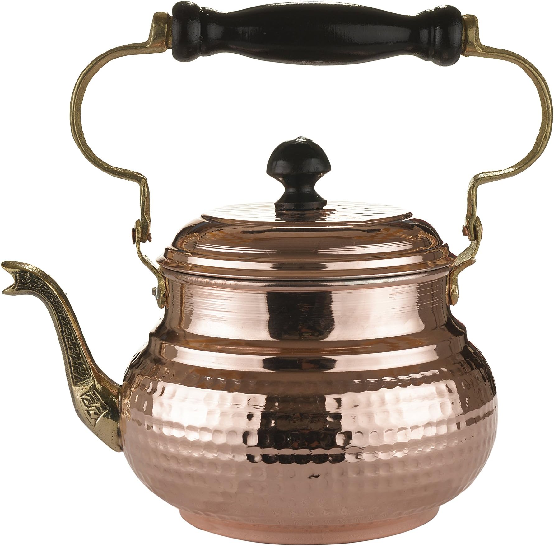 MisterCopper Heavy Gauge 1mm Thick Hammered Copper Tea Pot Kettle Stovetop Teapot 1.6 Quart (Handcrafted)
