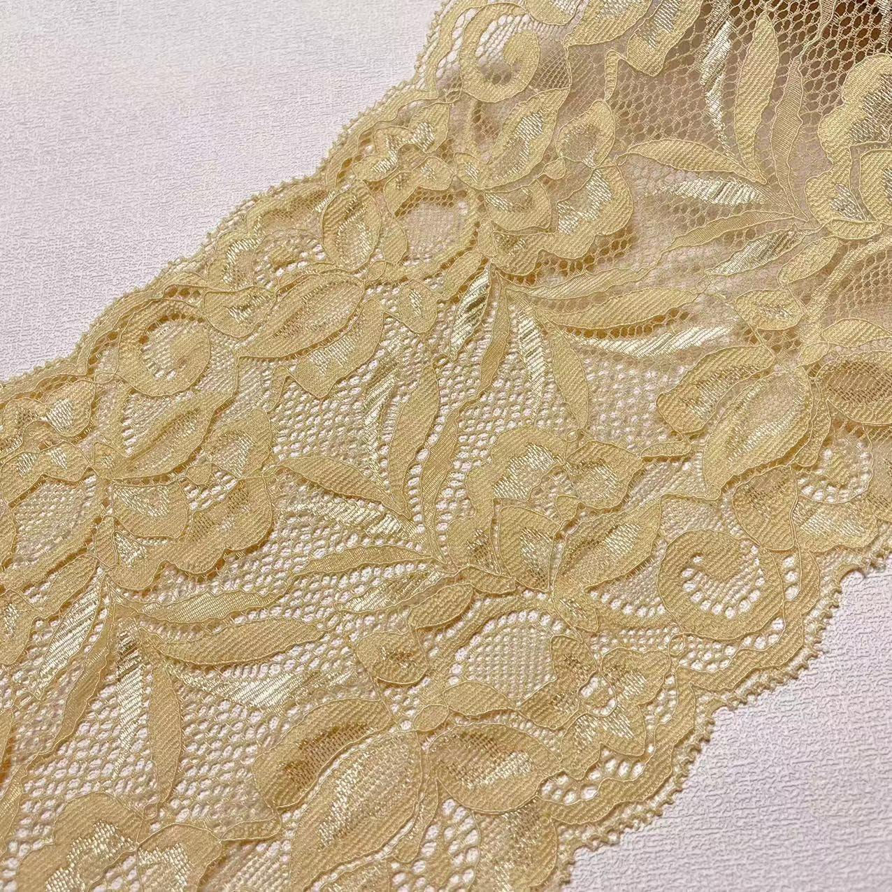 15CM Width Europe Floral Pattern Elastic Nylon Lace Trim,Curtain Tablecloth Slipcover Bridal DIY Clothing/Accessories.(4 Yards in one Package) (Ivory) — image 1