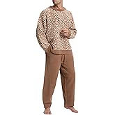 SlumberMee Mens Fleece Plush Pajama Set Ultra Soft Fluffy Warm Pjs Long Sleeve Top & Bottom Knit Winter Sleepwear