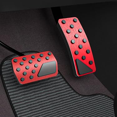 Red Non-Slip Automatic Gas Brake Foot Pedal Pad Cover Set – Aluminum Alloy, Car Auto Accessories 3 thumbnail image