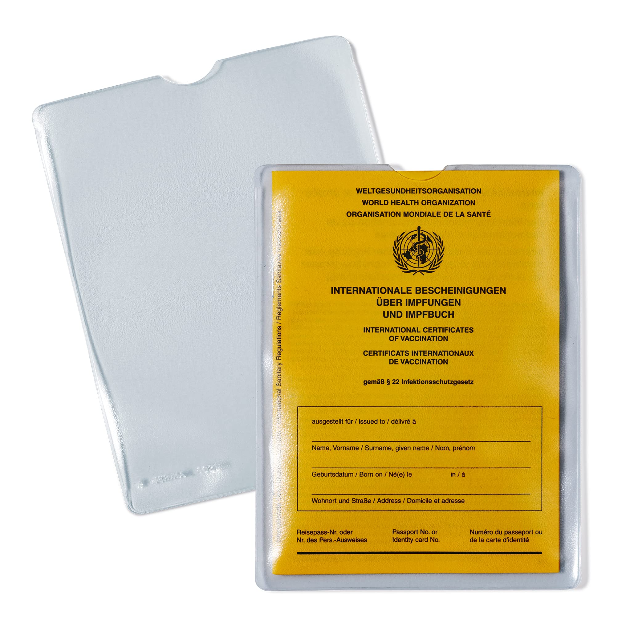 HERMA 1331 Vaccination Certificate Cover for Vaccination Card (102 x 137 mm, Transparent) Suitable as a Vaccination Book Protective Cover for Adults and Children, 10 ID Card Sleeves
