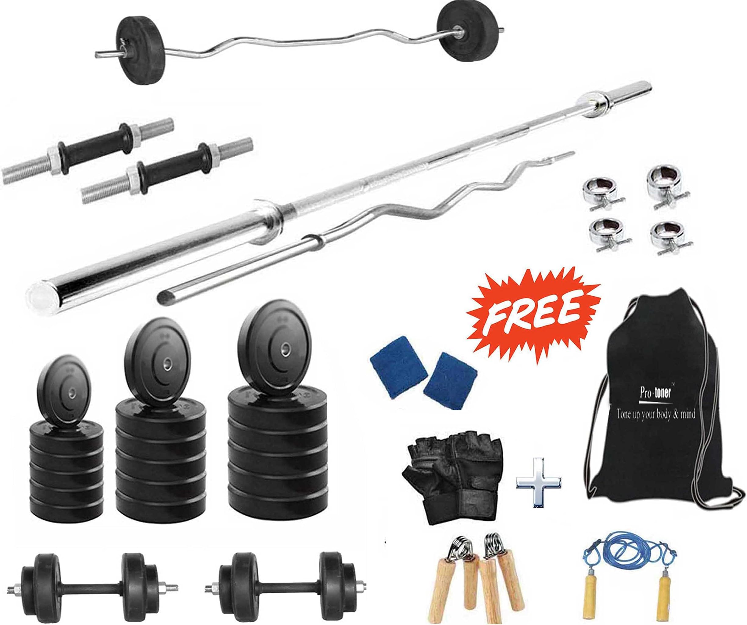 PROTONER 30 KGS with 4 Rods weight lifting home gym fitness package
