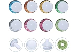 96Pcs 3D Glitter Safety Eyes and Washers for Amigurumi Crochet - Thalinfayi 8Colors White Pupils Strabismus Safety Eyes Crochet Amigurumi Eyes for Amigurumi, Crafts, Crochet Doll DIY Making Supplies