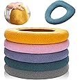 Legigo 5 Pack Thicker Bathroom Toilet Seat Cover Pads- Soft Warmer Toilet Seat Cushion Cover Stretchable Washable Fiber Cloth, Easy Installation Comfortable Toilet Lid Seat Cover(Knitted Style)