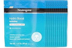 Neutrogena Hydro Boost Moisturizing & Hydrating 100% Hydrogel Sheet Mask, Face Mask for Dry Skin with Hyaluronic Acid, Gentle & Non-Comedogenic, 1 oz, 12 Pack