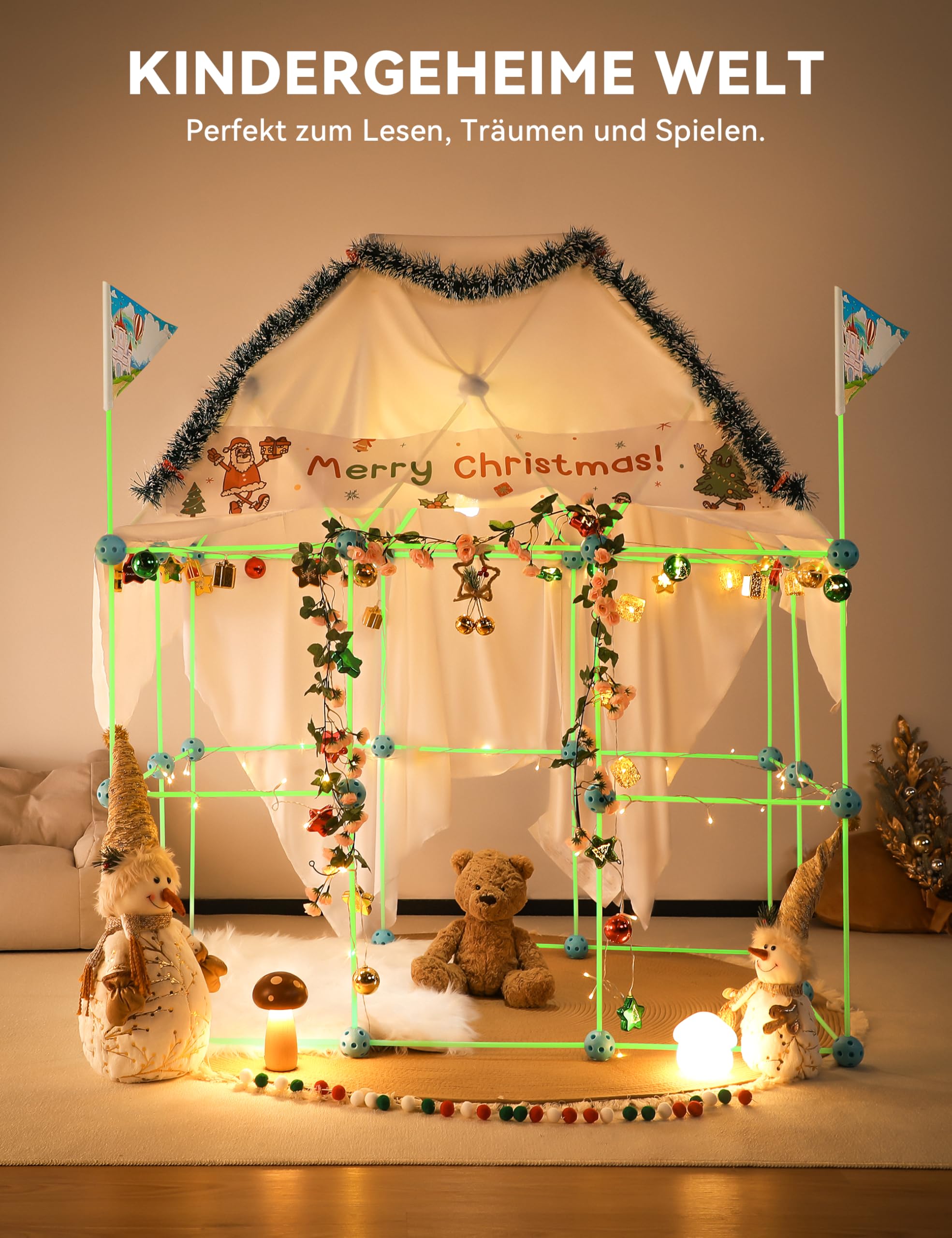 besrey Höhle Bauen Kinder – 144PCS Konstruktionsspielzeug mit Wurfspiel, Kinder Höhle, Outdoor Garten Spielzeug, Kreatives Bauset für Indoor/Outdoor, XXL Bausteine, Höhlenbauset 3