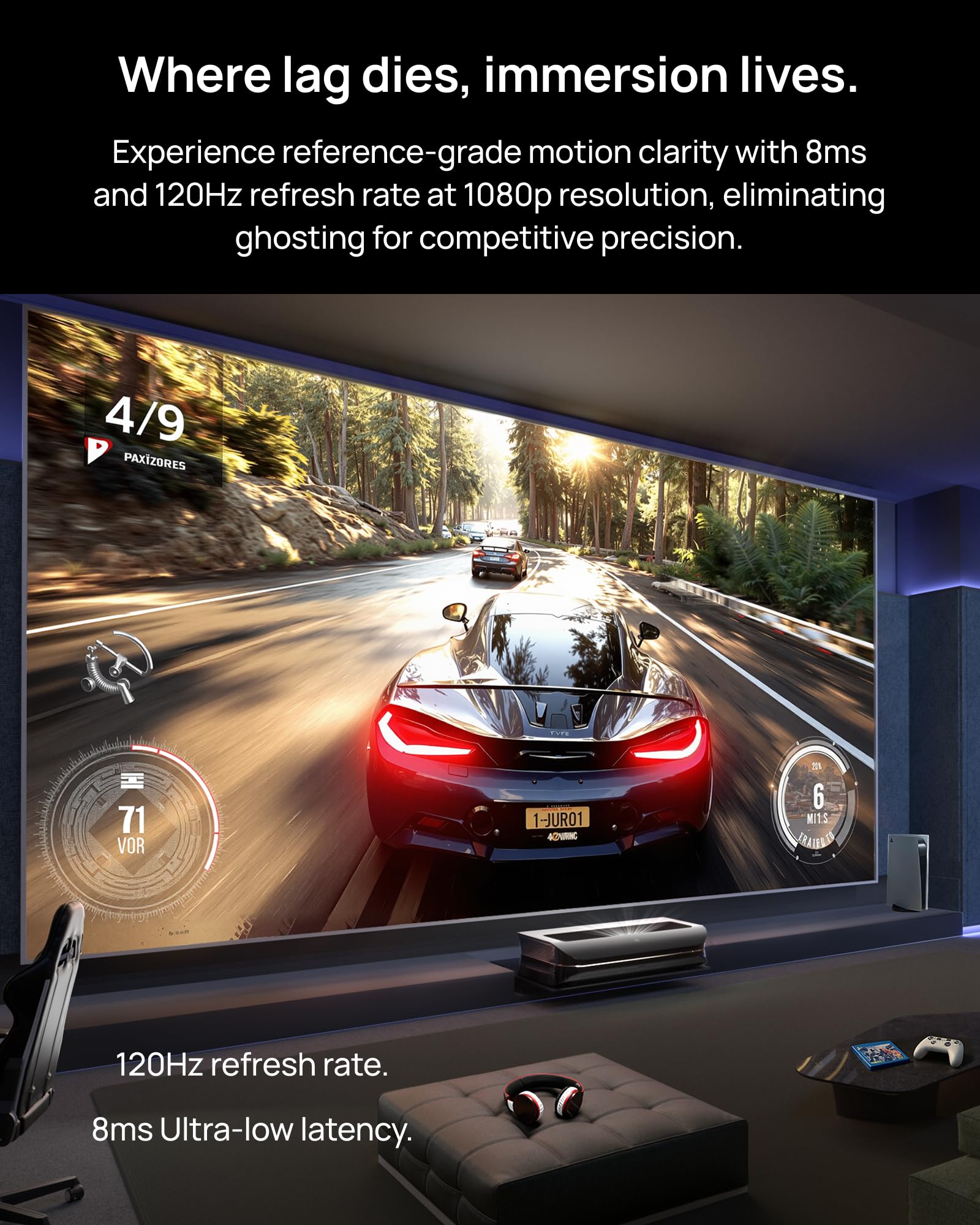 AWOL VISION LTV-3000 Pro 4K 3D Ultra Short Throw Triple Laser Projector, Dolby Vision & Atmos, HDR10+, 150