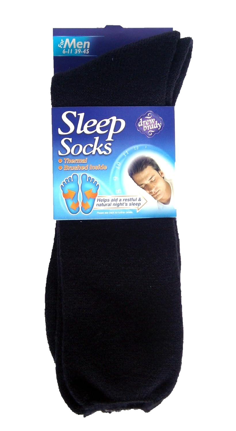2 Pairs of Drew Brady Mens Thermal Sleep Socks, Dark Purple, Size 611