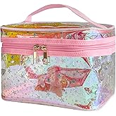 TotePrint Waterproof Red Star Print PVC Makeup Bag with Handle - 8.66 * 5.51 * 5.51 inch Travel Cosmetic Organizer for Women Men Toiletry Pouch (Red Star-L)