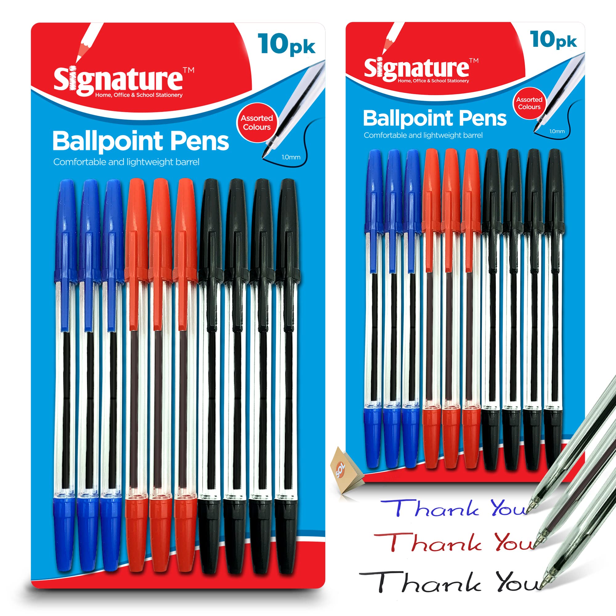 SOL 20pk Ballpoint Pens – Black, Blue and Red Biro Multipack – Smooth Writing with a Comfortable Grip – Ideal for Office, School & Professional Tasks