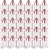 Paterr 30 Pcs Clear Tote Bag Stadium Approved Bulk 10 x 10 x 4 inch Plastic Tote Gifts Bags with Handle for Women Sports Gym(Red)