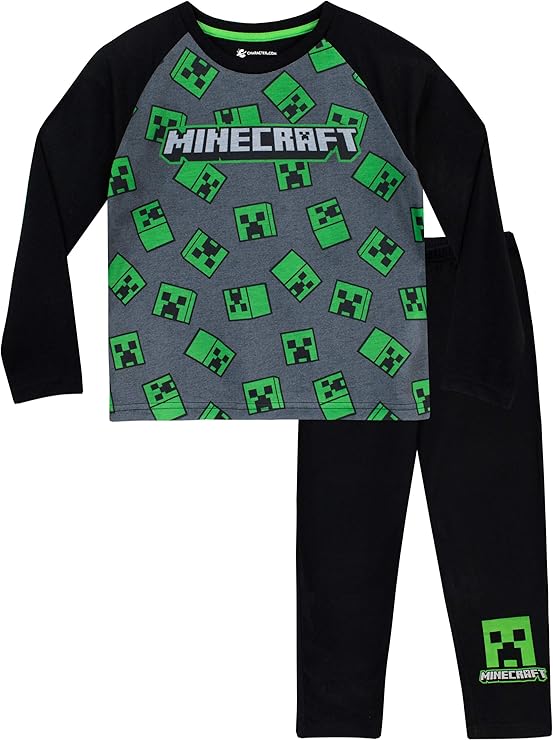 Minecraft Onesie Pixelated Creeper Schlafanzug Gamer Geschenk f/&uuml;r Jungen