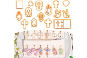 Puocaon Christian Polymer Clay Cutters - 15 Pcs Polymer Clay Cutters for Earrings Jewelry, Bible Books Jesus Cross Pigeon Sha