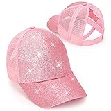 Girls Glitter Baseball Cap Criss Cross Hat, Girl