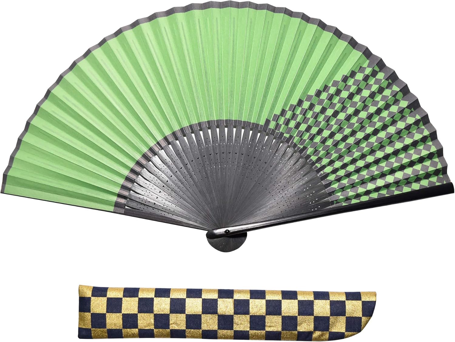 Amazon 日本製 京扇子 市松模様 緑 黒 チェック柄 メンズ 父の日 プレゼント 香料付き 和装小物 通販