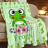 Frog Blanket for Girls Women Super Soft Cozy Frog Animal Stuff Decor Fleece Throw Blanket Plush Warm Fleece Just a Girl Who Loves Frogs Flannel Gifts Blankets for Kids Adults 50"x40"