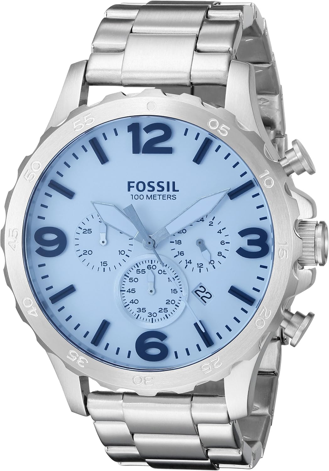Nate 50mm Chronograph Blue Stainless 