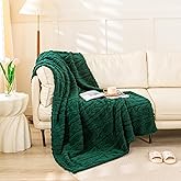 YUSOKI Sherpa Large Throw Blanket Single Layer,Light Weight(1.7lb),370GMS-3D Stylish Design for Gift Home Decor (Forest Green,50"x65")