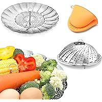 Vegetable Steamer Basket Stainless Steel Premium Folding Veggie Steamer, Steamer for Cooking Lobster, Dumplings, Seafood…