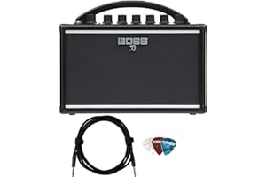 Boss Katana Mini Guitar Combo Amplifier Bundle with Gearlux Instrument Cable and 3-Pack Picks