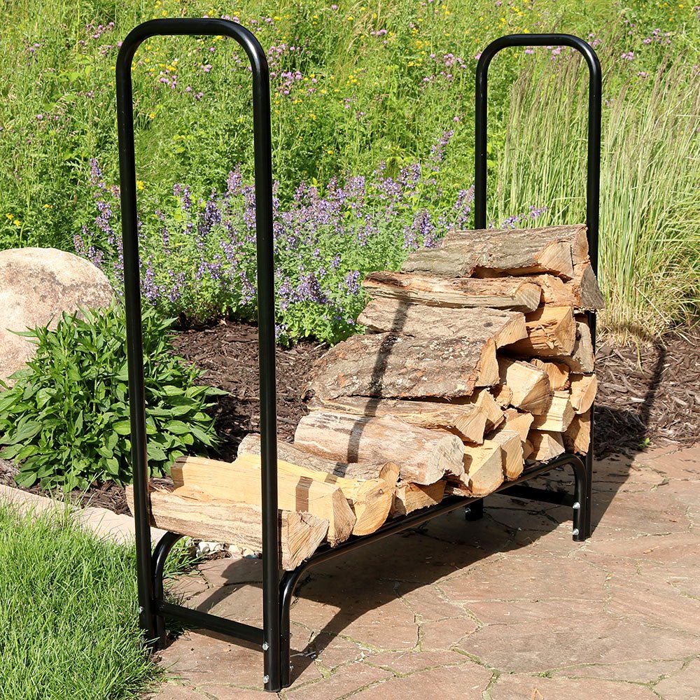 Wrapper Rack Log Yard 4-Foot Firewood Log Rack, Log Rack ONLY by Sunnydaze