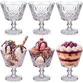 Ferrochef 6 Pcs Crystal Parfait Glasses 8oz Glass Parfait Dessert Bowls | Parfait Cups, Crystal Affogato Glass Bowls, Ice Cream Trifle Pudding Snack Caviar Sundae Fruit Salad Condiment Cocktail Drink