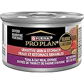 Purina Pro Plan Sensitive Skin &amp; Stomach Wet Cat Food, (24) 3 oz Cans | Tuna &amp; Oat Meal Entree, digestive cat food with natural prebiotic fiber, nourishes skin and coat