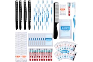 Newtay 48 Sets Personal Hygiene Kit Basic Toiletry Kits Homeless Supplies Bulk for Women, Men, Travel, Charity, Business Include 48 Shampoo, 48 Toothbrush, 48 Toothpaste, 48 Comb, and 48 Bath Soap