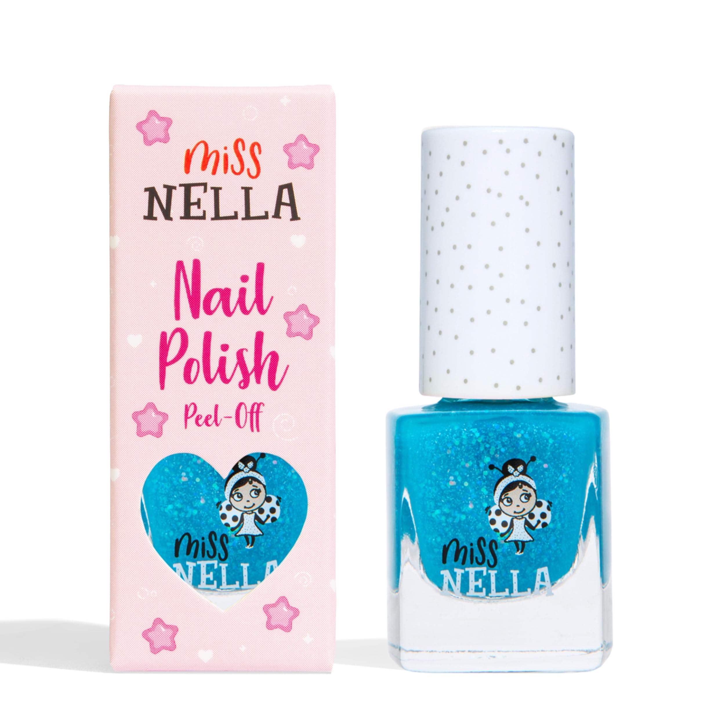 Miss Nella UNDER THE SEA – Safe Special blue Glitter Nail Polish for Kids, Non-Toxic & Odour Free Formula for Children and Toddlers, Natural Water Based for Easy Peel Off