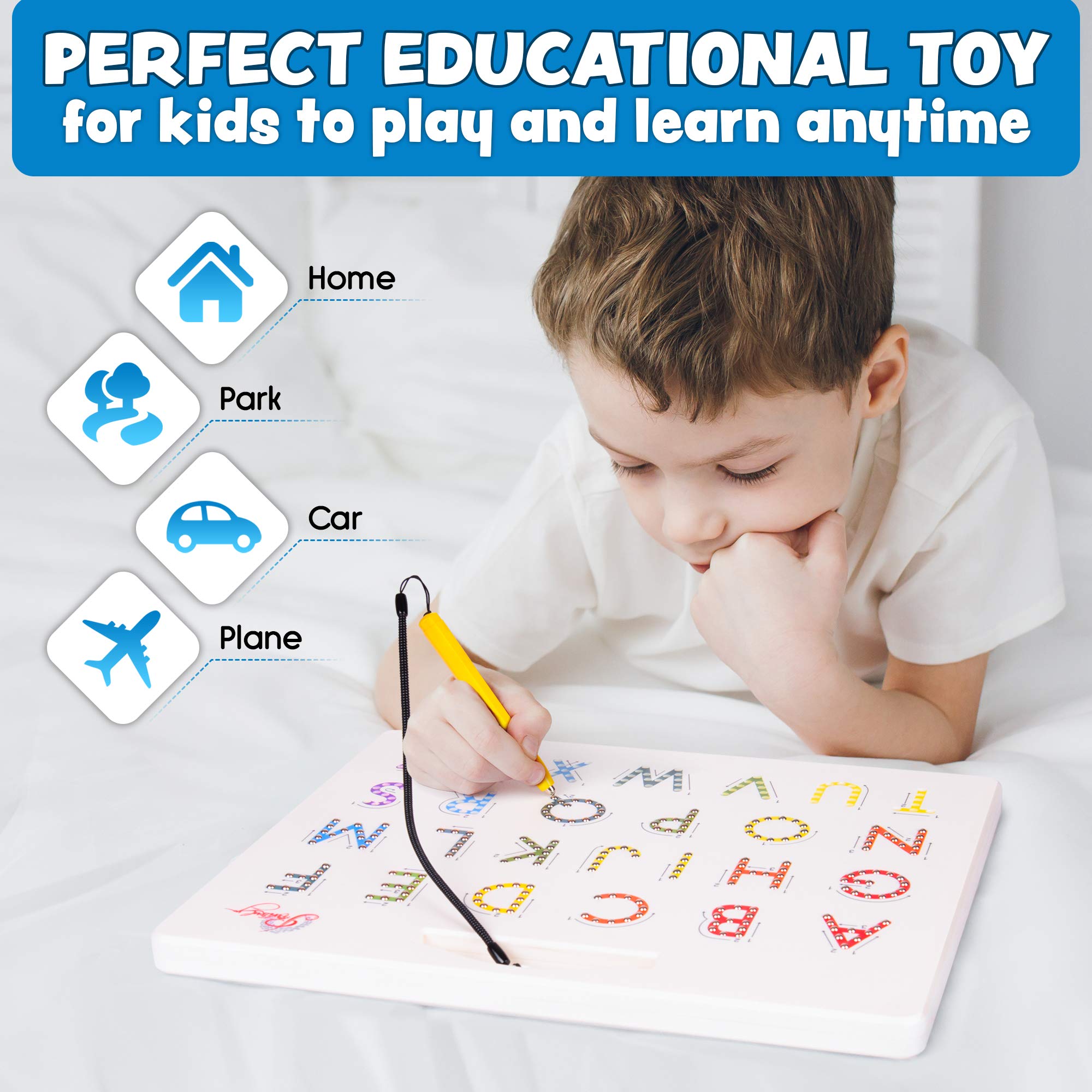 Magnetic Alphabet Tracing Board - double sided letters & numbers Magnetic Tracing Board, ABC magnets learn to write with magnetic pen, STEM toy letters learning, handwriting games, writing montessori