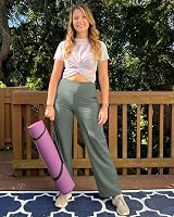 G4Free Yoga Pants with Pockets Wide Leg Trousers Women UK Size XL Grey Sage view 3
