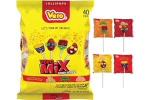 Vero Banda Fuego Mix Assorted Chili Lollipops, Artificially Flavored, Net Wt. 21.86 Ounces, 40 Count Bag
