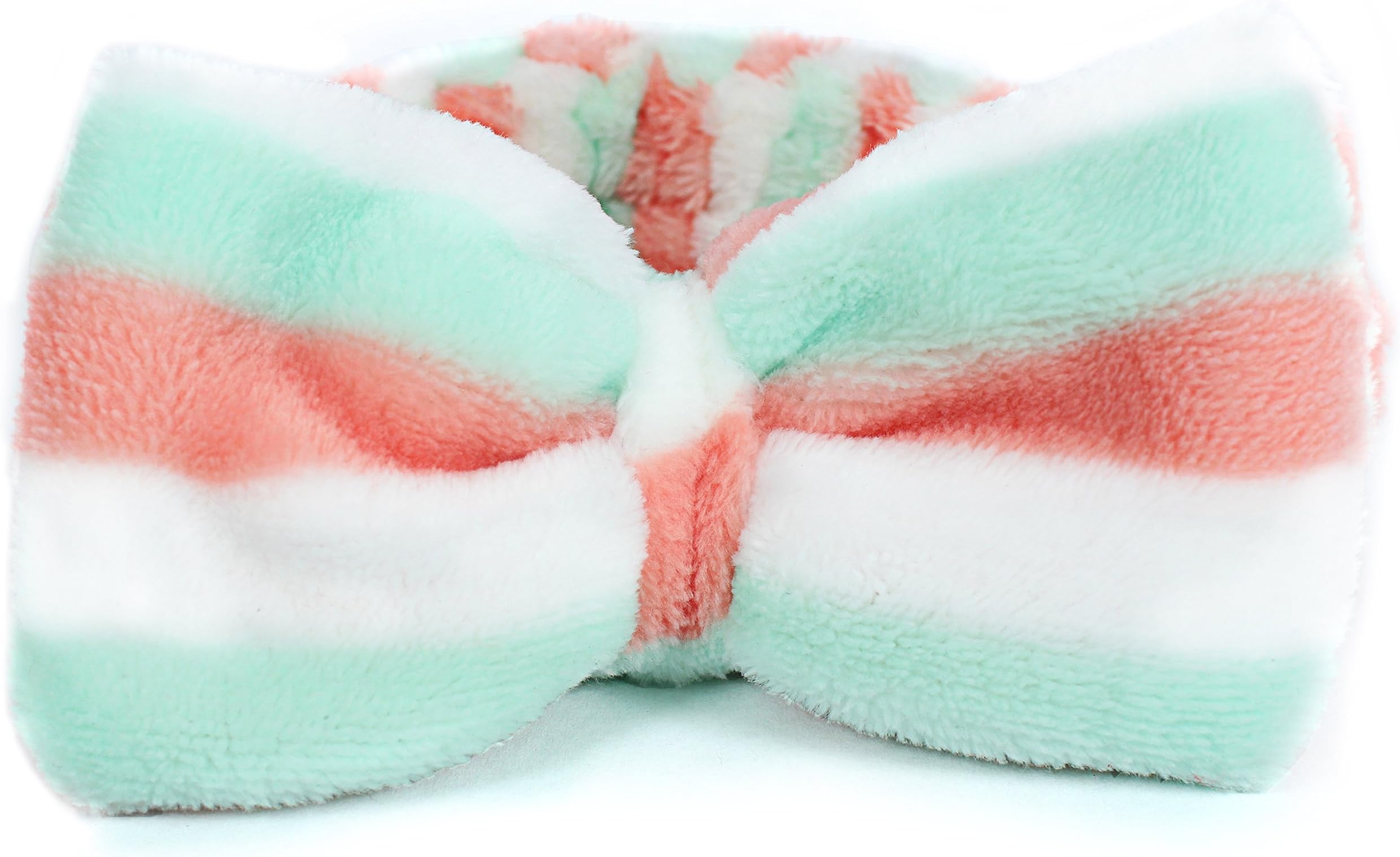 (Single) Plush Elastic Stretchy Spa Headband for Face Mask, Makeup, Face Wash - Universal Fit - Machine Washable Ultra Soft Bow Facial Head Wrap - w/Detachable Bow