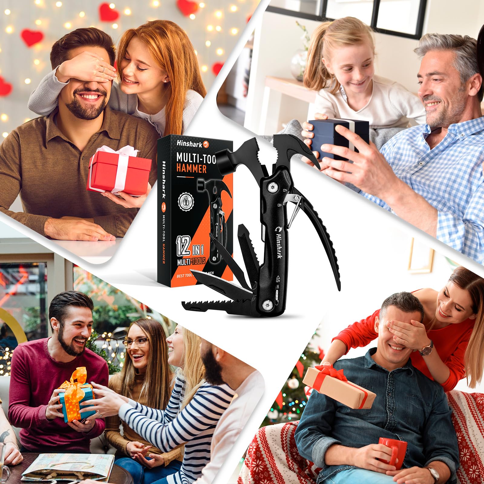 Hinshark Geschenke für Männer, 12 in 1 Multitool Camping Zubehör, Männergeschenke, Ostergeschenke Geburtstagsgeschenk Lustige Gadgets Ostern Geschenke für Erwachsene Männer Papa, Vatertagsgeschenk 7