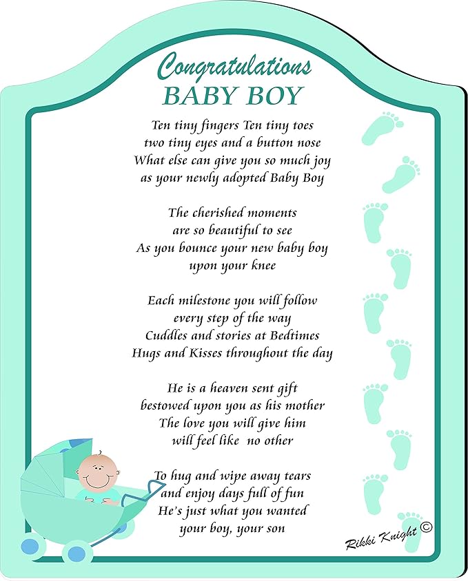 Congratulations on your Baby Boy Touching 8x10 Poem with Full Color