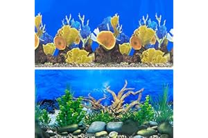XCNO Aquarium Background Seabed Coral Rock Water Plants Fish Tank Backdrop 10 20 Gallon Fish Tank Background for Aquarium