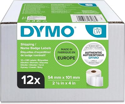 Dymo Authentic LabelWriter Large Shipping Labels 54x101mm 12 Rolls 220