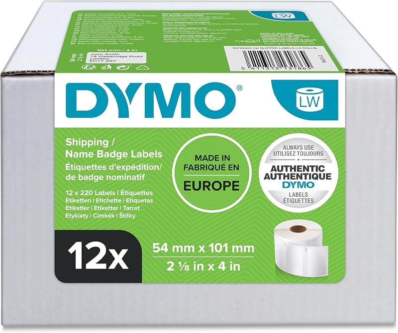 Dymo Authentic LabelWriter Large Shipping Labels 54x101mm 12 Rolls 220