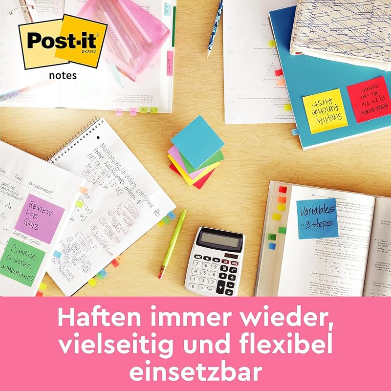 Notes Mini-Würfel, 400 Blatt, 51 x 51 mm, Blau, Grün, Pink, Gelb