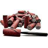 Pro-Graad 50 Pack 1/2&rdquo; x 1-1/2&rdquo; x 1/8&rdquo; 80 Grit AO Straight Cartridge Roll | Aluminum Oxide Straight/Untapered Cartridge Roll, Pack of 50, Includes 1x CR-9 Mandrel