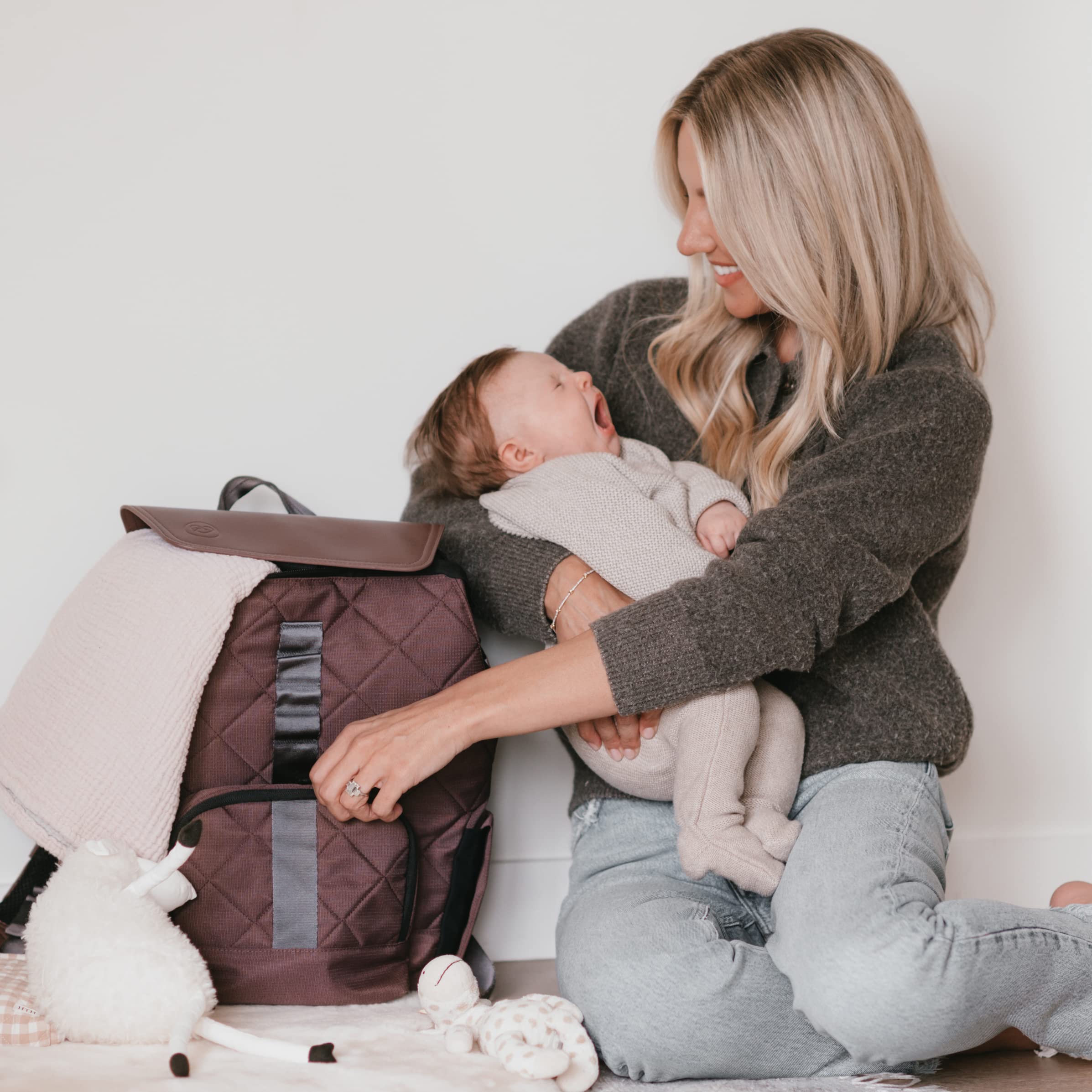 PAPERCLIP Jojo Diaper Bag Backpack with Fold Out Changing Station, Eco-Friendly (Baked Oak)